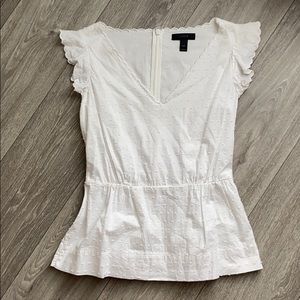 JCREW v-neck peplum top in swiss dot